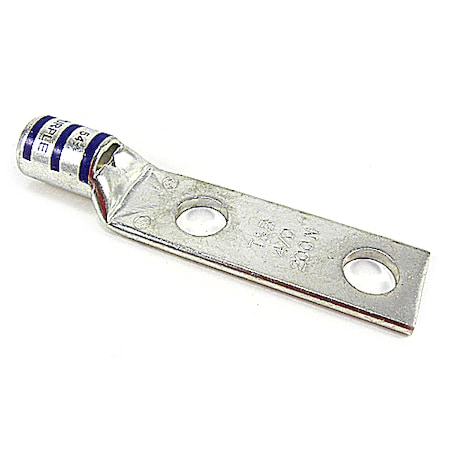 Two-Hole Compression Lug, 4/0 AWG Max, 3/8 in Stud, Standard Barrel, Copper, Purple MPN:54212