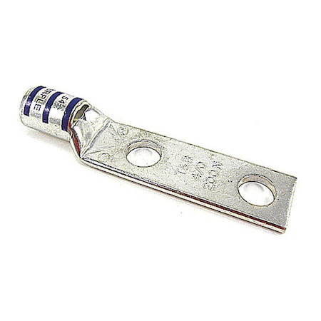 Two-Hole Compression Lug, 4/0 AWG Max, 1/2 in Stud, Standard Barrel, Copper, Purple MPN:54270