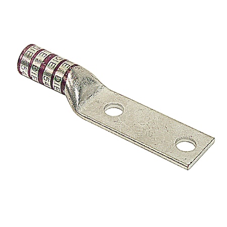 Two-Hole Compression Lug, 4/0 AWG Max, 3/8 in Stud, Long Barrel, Copper, Purple MPN:54818BE