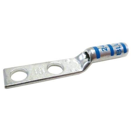Two-Hole Compression Lug, 6 AWG Max, 1/4 in Stud, Long Barrel, Copper, Blue MPN:54852BEPH