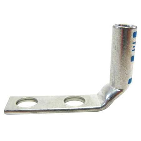 Two-Hole Compression Lug, 6 AWG Max, 1/4 in Stud, Long Barrel, Copper, Blue MPN:54852BEUB