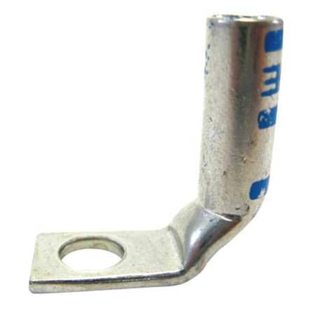 One-Hole Compression Lug, 6 AWG Max, 1/4 in Stud, Short Barrel, Copper, Blue MPN:54905BEUB