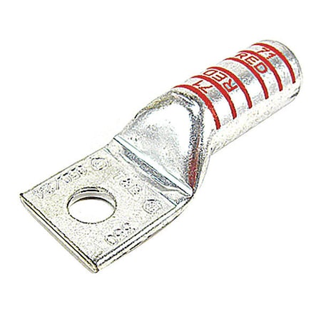 One-Hole Compression Lug, 350 kcmil Max, 1/2 in Stud, Long Barrel, Copper, Red MPN:54915BE