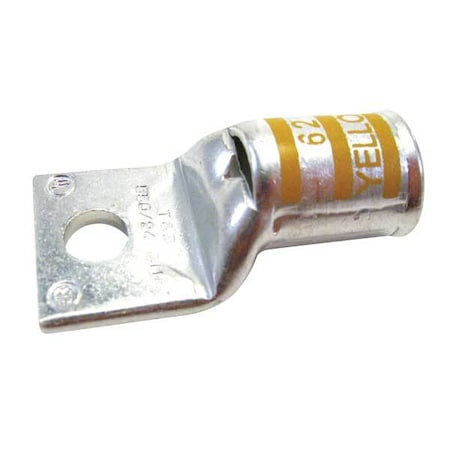 One-Hole Compression Lug, 4/0 AWG Max, 3/8 in Stud, Short Barrel, Copper, Yellow MPN:58163