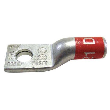 One-Hole Compression Lug, 10 AWG Max, #10 Stud, Long Barrel, Aluminum, Red MPN:60096