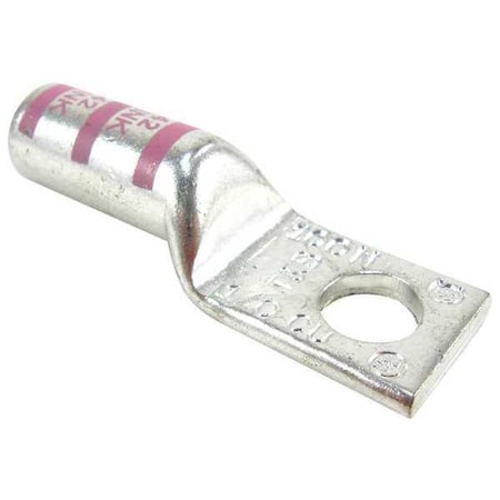 One-Hole Compression Lug, 2 AWG Max, 3/8 in Stud, Long Barrel, Aluminum, Pink MPN:60118