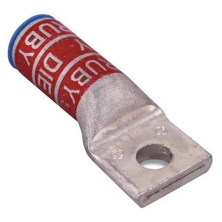 One-Hole Compression Lug, 3/0 AWG Max, 3/8 in Stud, Long Barrel, Aluminum, Ruby MPN:60142