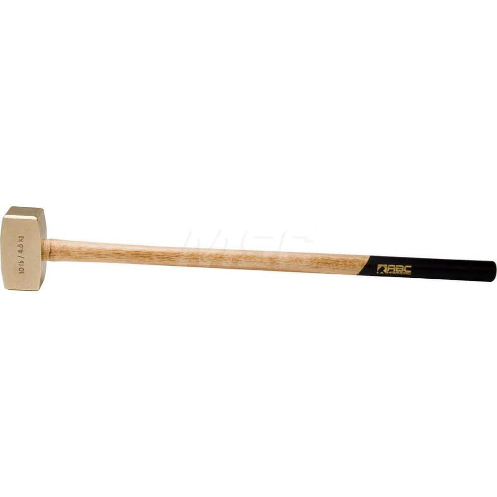 10 lb Brass Sledge Hammer, Non-Sparking, Non-Marring, 2-1/2 Face Diam, 5-3/4 Head Length, 35 OAL, 32 Wood Handle, Double Faced MPN:ABC10BW