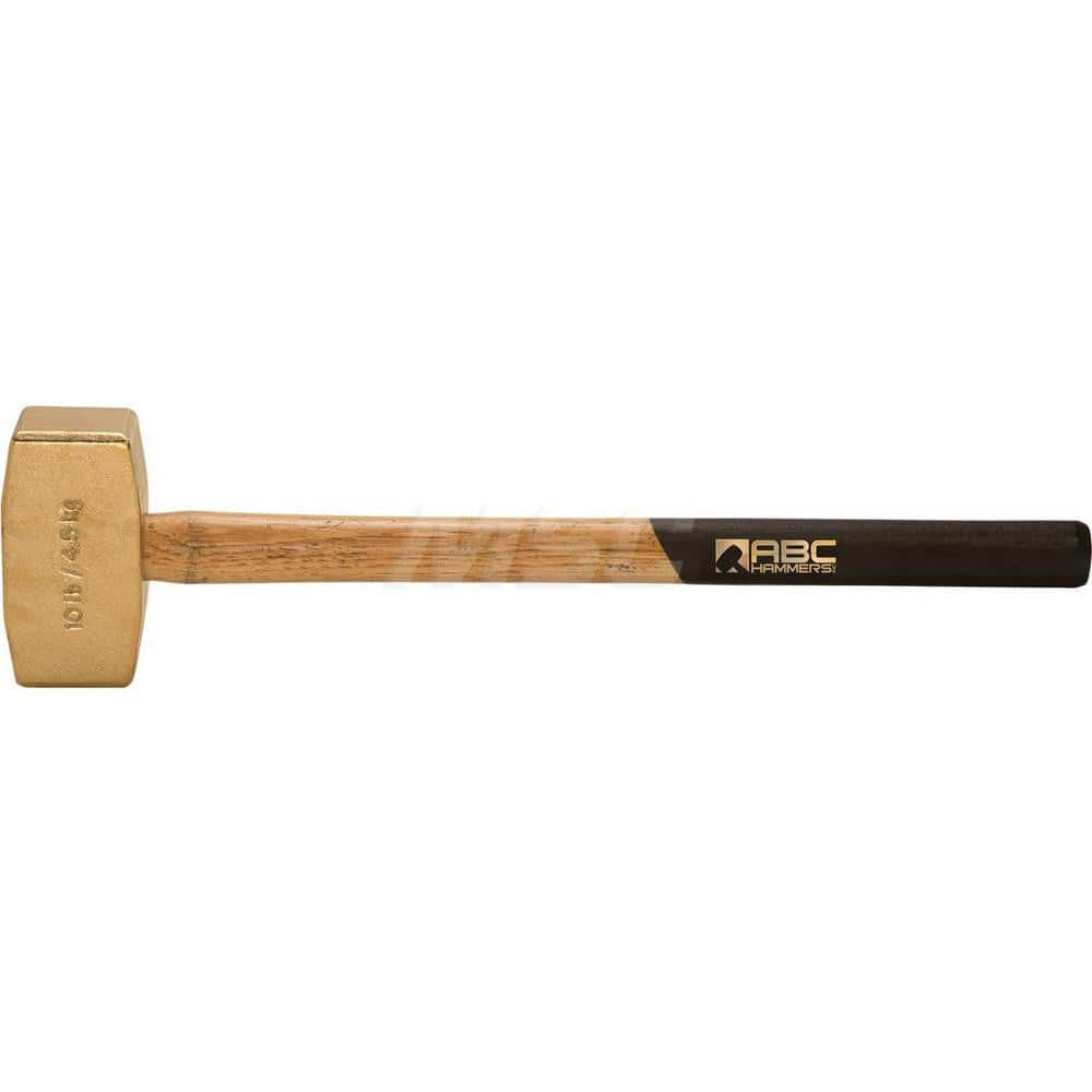 10.5 lb Brass Sledge Hammer, Non-Sparking, Non-Marring 2 1/2 Face Diam, 5-3/4 Head Length, 24 OAL, 21 Wood Handle, Double Faced MPN:ABC10BWS
