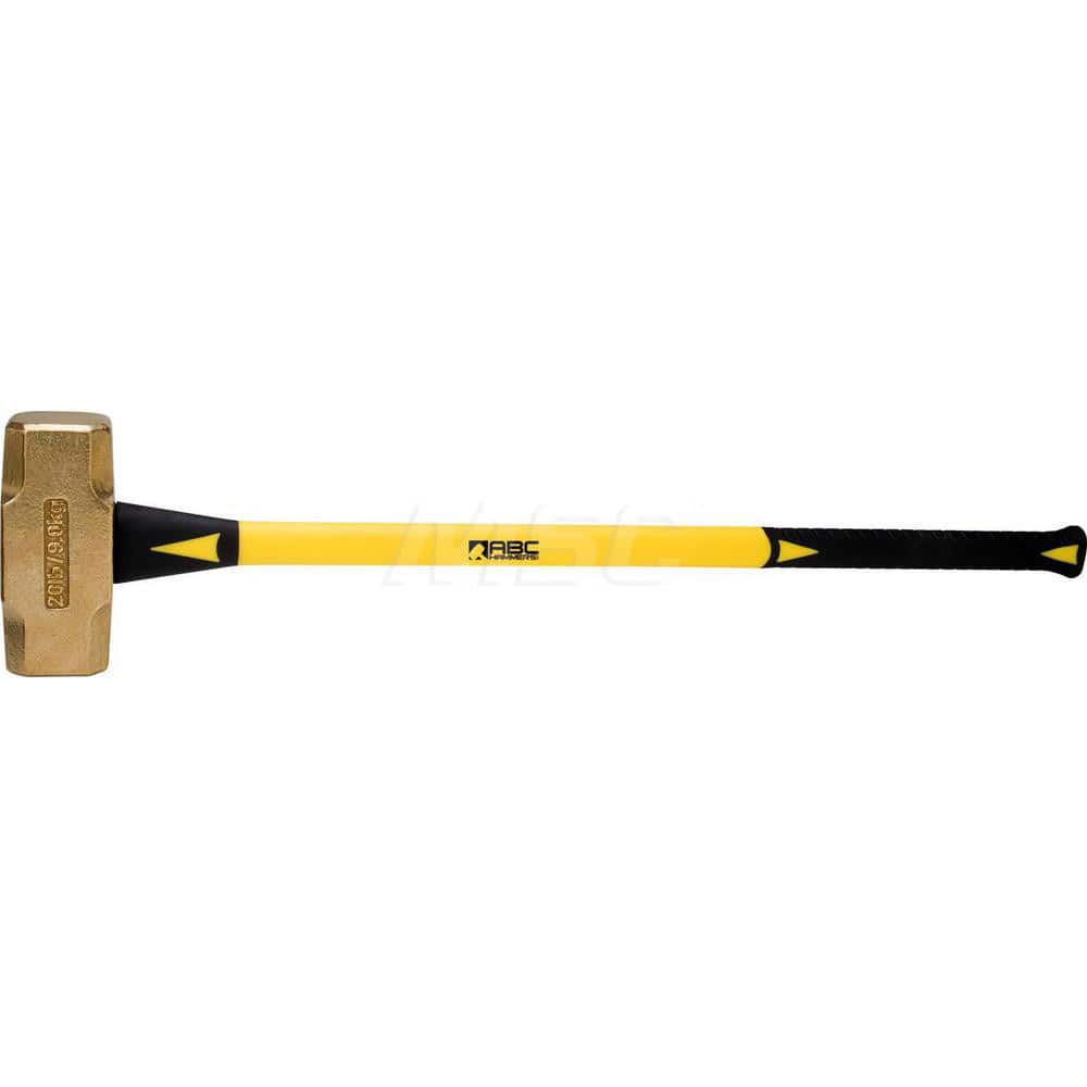 20 lb Brass Sledge Hammer, Non-Sparking, Non-Marring, 3 Face Diam, 7-3/4 Head Length, 37 OAL, 33 Fiberglass Handle, Double Faced MPN:ABC20BF
