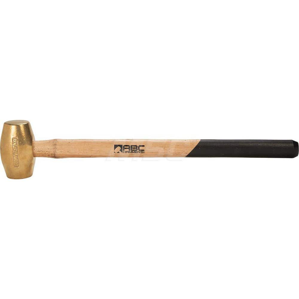 6 lb Brass Sledge Hammer, Non-Sparking, Non-Marring, 2 Face Diam, 4-1/2 Head Length, 24 OAL, 21 Wood Handle, Double Faced MPN:ABC6BWS