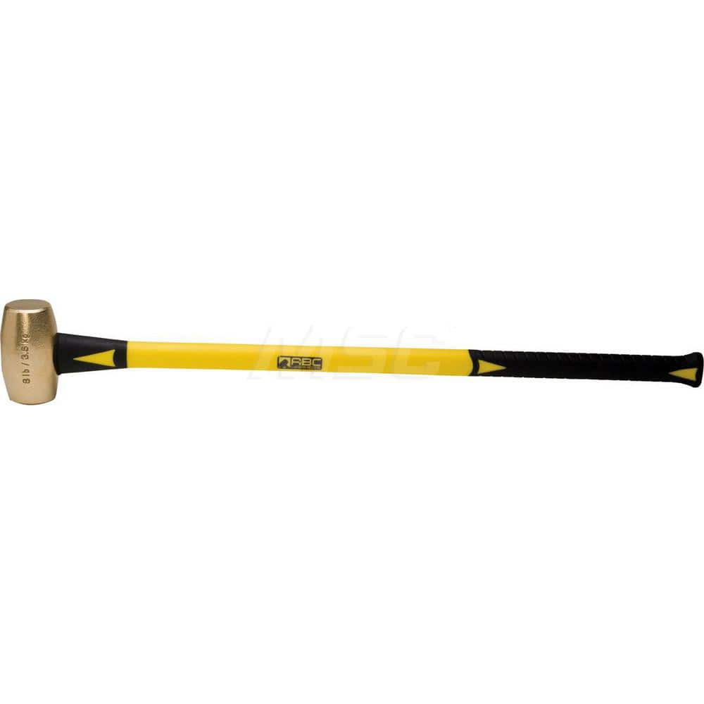 8 lb Brass Sledge Hammer, Non-Sparking, Non-Marring, 2-3/8