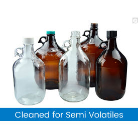Qorpak® 128oz Clear Jug w/38-400 White PP Cap & PTFE Disc Cleaned/Cert. 4PK GLC-01424