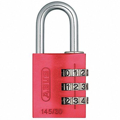 Combination Padlock 1 3/8 in Rectgle Red MPN:145/30 Red