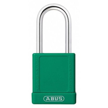 Lockout Padlock, Keyed Different, Aluminum, Green, 1 1/2 in Shackle Height, 1 1/2 in Body Width MPN:19624