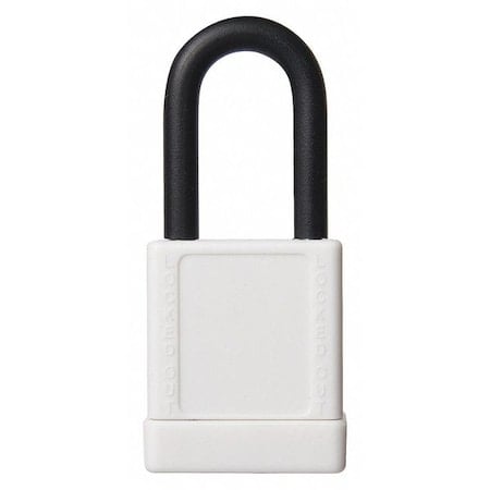 Lockout Padlock, Keyed Different, Aluminum, White, 1 1/2 in Shackle Height, 1 1/2 in Body Width MPN:19629