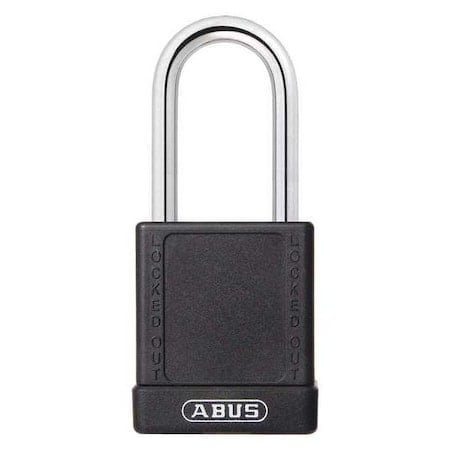 Lockout Padlock, Keyed Different, Aluminum, Black, 1 1/2 in Shackle Height, 1 1/2 in Body Width MPN:19635