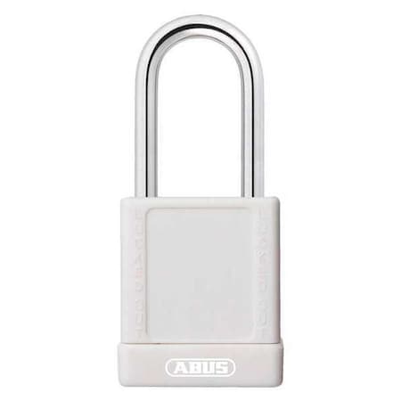 Lockout Padlock, Keyed Different, Aluminum, White, 1 1/2 in Shackle Height, 1 1/2 in Body Width MPN:19638