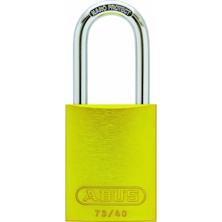 Lockout Padlock, Keyed Different, Aluminum, Yellow, 1 3/4 in Shackle Height, 1 1/2 in Body Width MPN:67756