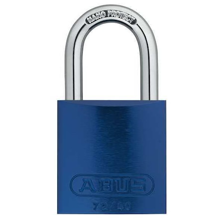 Lockout Padlock, Keyed Alike, Aluminum, Blue, 1 in Shackle Height, 1 1/2 in Body Width, 6 PK MPN:72 /40 KAx6 Blue