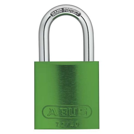Lockout Padlock, Keyed Different, Aluminum, Green, 1 in Shackle Height, 1 9/16 in Body Width MPN:72 /40 KD Green