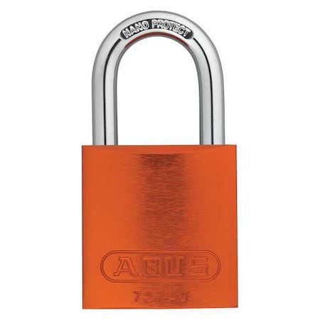 Lockout Padlock, Keyed Different, Aluminum, Orange, 1 in Shackle Height, 1 9/16 in Body Width MPN:72 /40 KD Orange