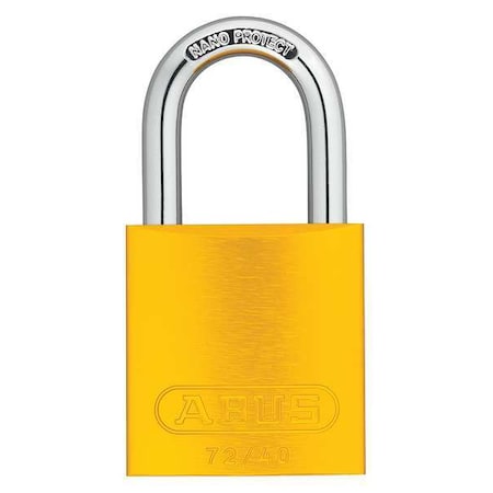 Lockout Padlock, Keyed Different, Aluminum, Yellow, 1 in Shackle Height, 1 9/16 in Body Width MPN:72 /40 KD Yellow