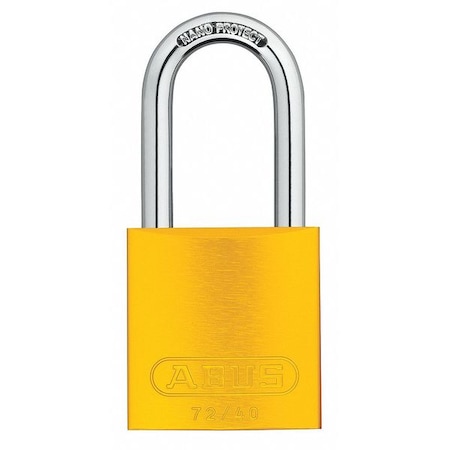 Lockout Padlock, Keyed Alike, Aluminum, Yellow, 1 1/2 in Shackle Height, 1 1/2 in Body Width, 3 PK MPN:72 HB/40-40 KAx3 Yellow