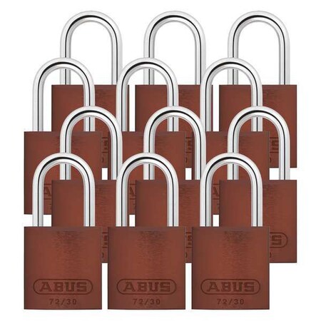 Lockout Padlock, Keyed Alike, Aluminum, Brown, 1 in Shackle Height, 1 1/4 in Body Width, 12 PK MPN:72/30 KA X 12