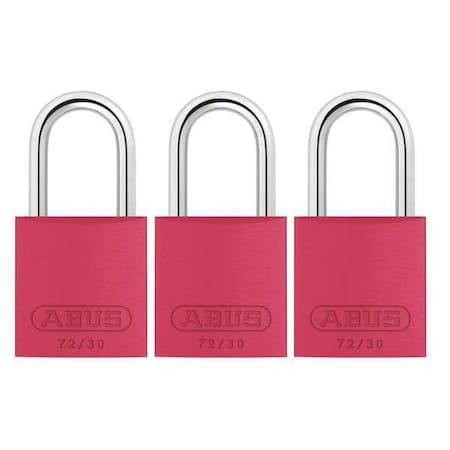 Lockout Padlock, Keyed Alike, Aluminum, Red, 1 in Shackle Height, 1 1/4 in Body Width, 3 PK MPN:72/30 KA X 3
