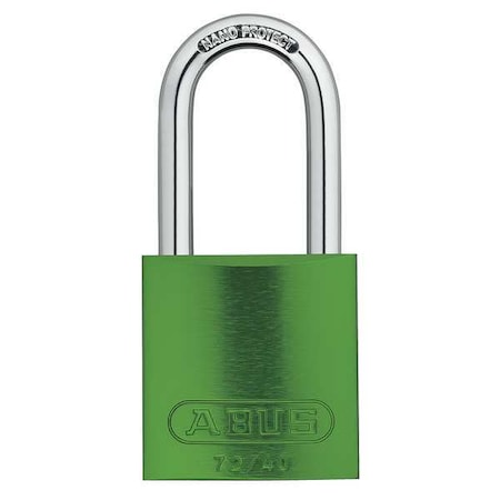 Lockout Padlock, Keyed Alike, Aluminum, Green, 1 1/2 in Shackle Height, 1 9/16 in Body Width, 12 PK MPN:72HB/40-40 KAx12 Green