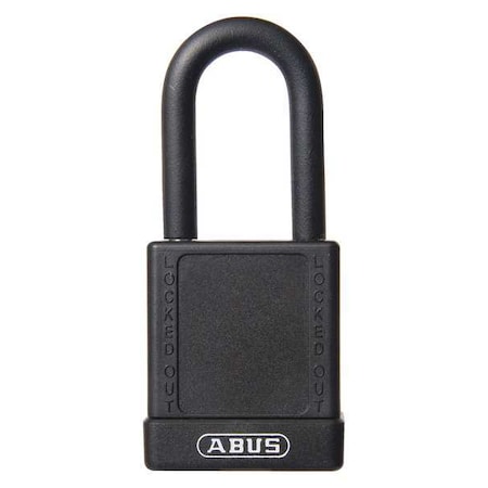 Lockout Padlock, Keyed Alike, Plastic-Covered Aluminum, Black, 1 1/2 in Shackle Height MPN:74/40 KA BLACK