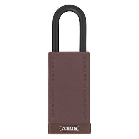 Lockout Padlock, Keyed Alike, Plastic-Covered Aluminum, Brown, 1 1/2 in Shackle Height MPN:74LB/40 KA BROWN