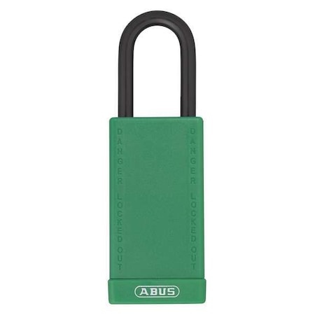 Lockout Padlock, Keyed Alike, Plastic-Covered Aluminum, Green, 1 1/2 in Shackle Height MPN:74LB/40 KA GREEN