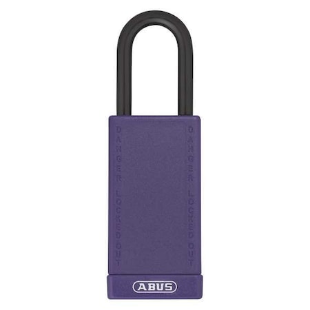 Lockout Padlock, Keyed Alike, Plastic-Covered Aluminum, Purple, 1 1/2 in Shackle Height MPN:74LB/40 KA PURPLE