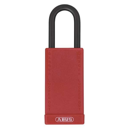 Lockout Padlock, Keyed Different, Plastic-Covered Aluminum, Red, 1 1/2 in Shackle Height MPN:74LB/40 KD RED