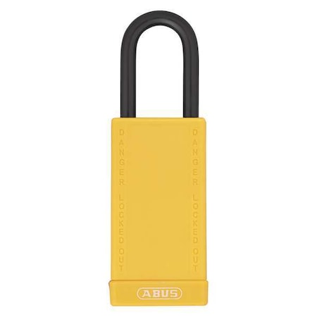 Lockout Padlock, Keyed Different, Plastic-Covered Aluminum, Yellow, 1 1/2 in Shackle Height MPN:74LB/40 KD YELLOW