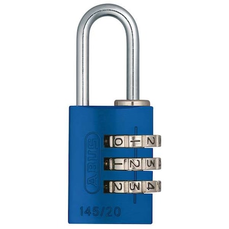 Combination Padlock, 1 1/8in, Rectgle, Blue MPN:145/20 Blue