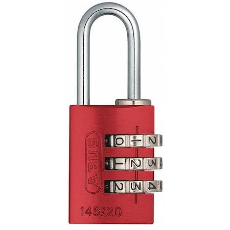Combination Padlock, 1 1/8 in, Rectgle, Red MPN:145/20 Red