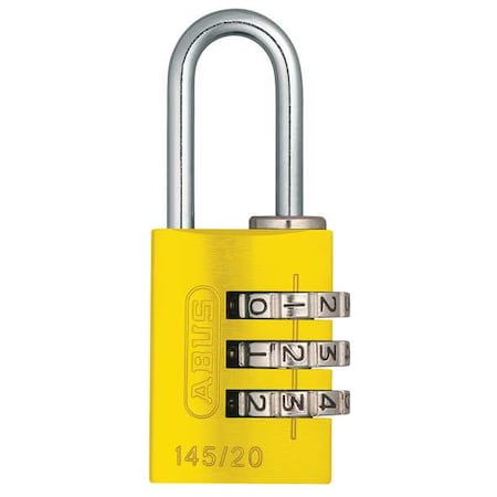 Combination Padlock, 1 1/8in, Rectgle, Yelw MPN:145/20 Yellow