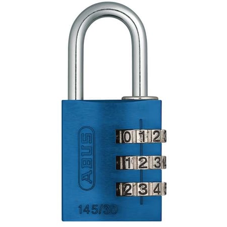 Combination Padlock, 1 3/8in, Rectgle, Blue MPN:145/30 Blue