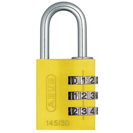 Combination Padlock, 1 3/8in, Rectgle, Yelw MPN:145/30 Yellow