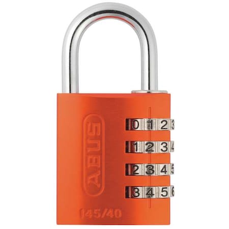 Combination Padlock, 1 4/5in, Rectgle, Orge MPN:145/40 Orange