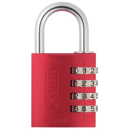 Combination Padlock, 1 4/5 in, Rectgle, Red MPN:145/40 Red