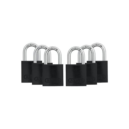 Keyed Padlock, Open, Rectangular Aluminum Body, Hardened Steel Shackle, 3/4 in W, 6 PK MPN:19318
