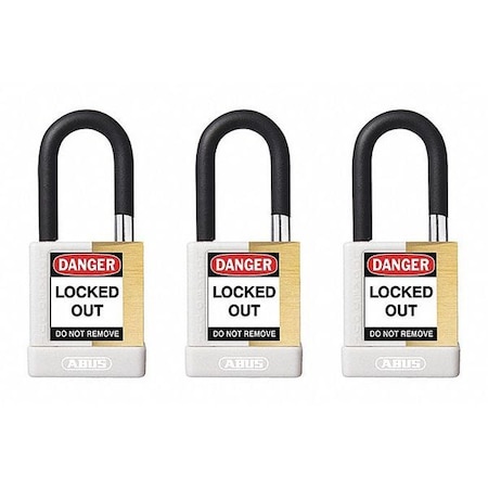 Keyed Padlock, Open, Rectangular Steel Body, Hardened Steel Shackle, 3/4 in W, 3 PK MPN:20070