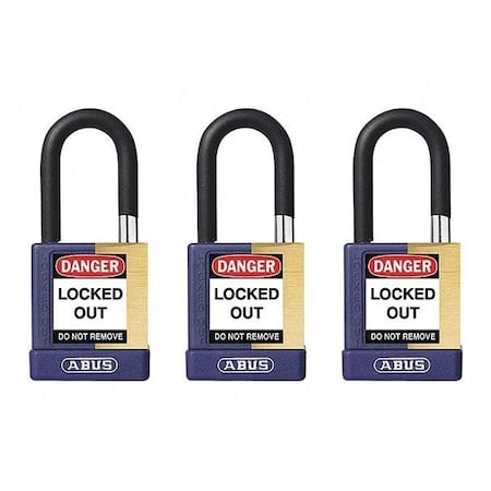 Keyed Padlock, Open, Rectangular Steel Body, Hardened Steel Shackle, 3/4 in W, 3 PK MPN:20071