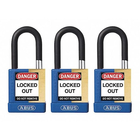 Keyed Padlock, Open, Rectangular Steel Body, Hardened Steel Shackle, 3/4 in W, 3 PK MPN:20072