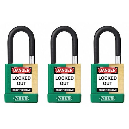 Keyed Padlock, Open, Rectangular Steel Body, Hardened Steel Shackle, 3/4 in W, 3 PK MPN:20073