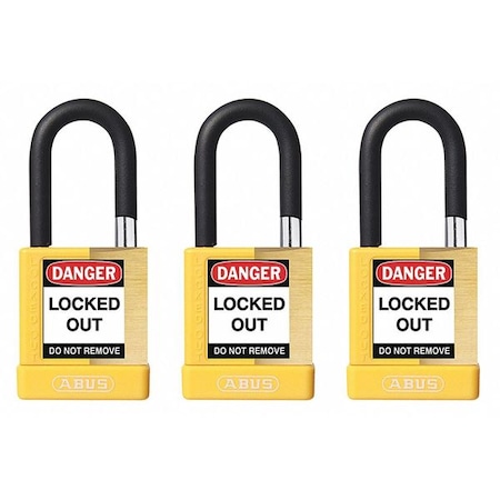 Keyed Padlock, Open, Rectangular Steel Body, Hardened Steel Shackle, 3/4 in W, 3 PK MPN:20074